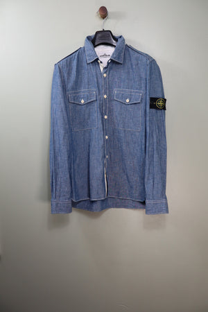 Stone Island Blue Denim Shirt