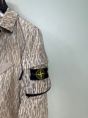 Stone Island Beige Reflective Rain Camo Overshirt