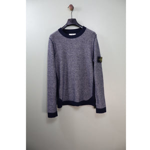 Stone Island Blue Two Tone Knit Jumper