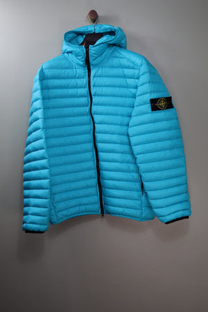 Stone Island Aqua Blue Loom Woven Down Jacket