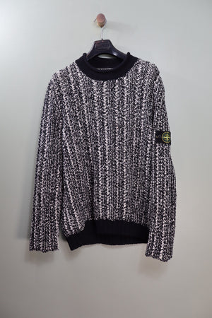Stone Island lack Two Tone Heavy Knit Jumper