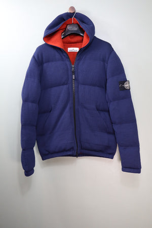 Stone Island Navy Knit Down Jacket