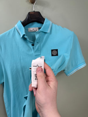 Stone Island Aqua Blue Slim Fit Polo