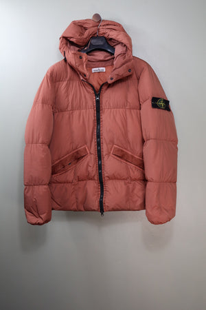 Stone Island Burnt Orange Crinkle Reps Down Jacket