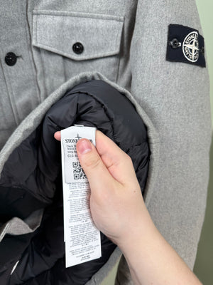 Stone Island Grey Ice Jacket Wool Blend