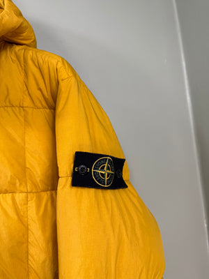 Stone Island Yellow Crinkle Reps Down 1/4 Zip Jacket
