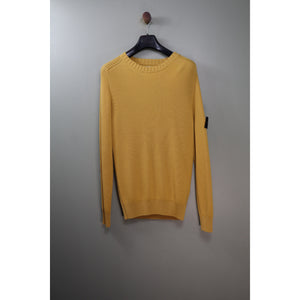 Stone Island Yellow Ribbed Cotton Knit Jumper