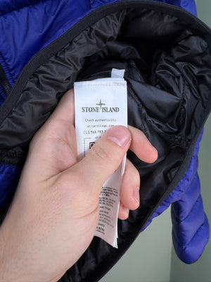 Stone Island Blue Biobased Ripstop Nylon Down Jacket