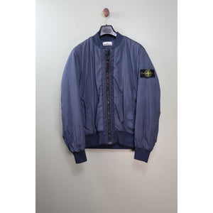 Stone Island Navy Crinkle Reps Bomber Jacket