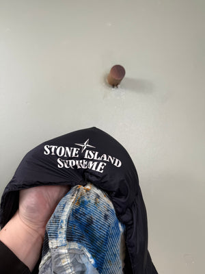 Stone Island x Supreme Blue Paintball Camo Crinkle Reps Down Jacket