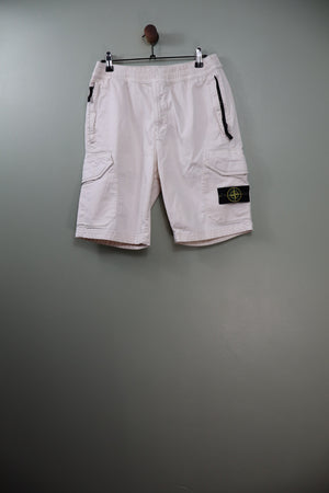 Stone Island White RE Cargo Shorts