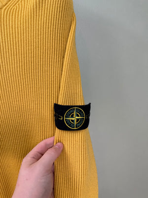 Stone Island Yellow Ribbed Cotton Knit Jumper