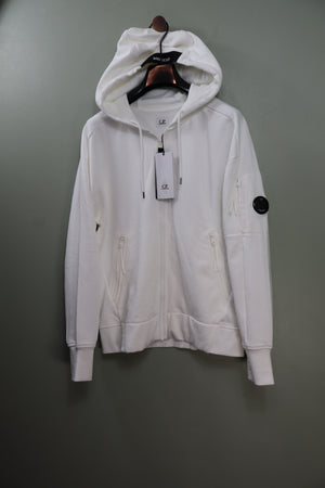 C.P. Company White Zipped Hoodie