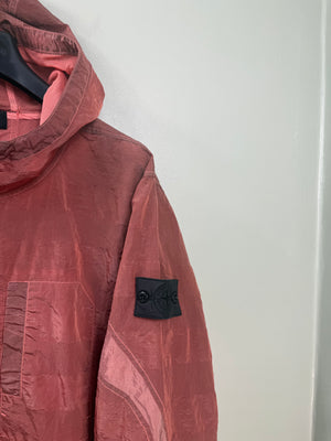 Stone Island Salmon Striped Nylon Metal Shadow Project Smock