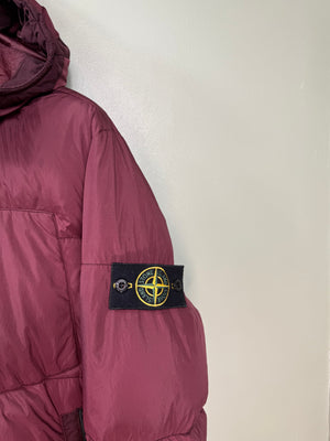 Stone Island Burgundy Crinkle Reps Down Jacket