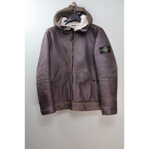 Stone Island Brown 30th Anniversary Hand Painted Sheepskin Jacket