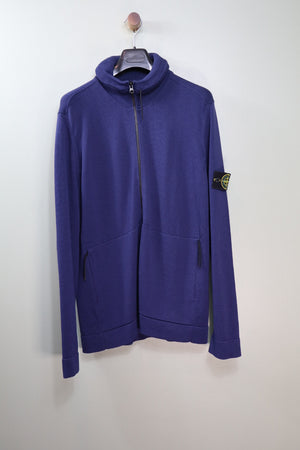 Stone Island Navy Heavy Knit Zipped Jumper