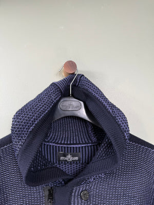 Stone Island Navy Shadow Project Heavyweight Zipped Knit Hoodie