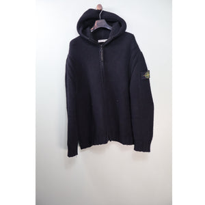 Stone Island Black Chunky Knit Zipped Hoodie