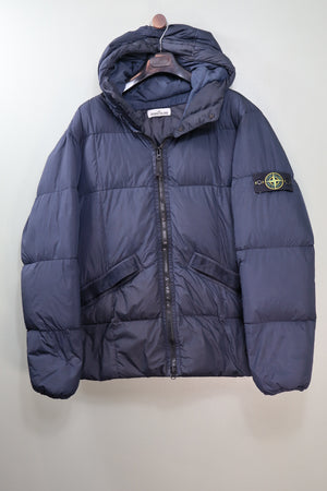 Stone Island Navy Crinkle Reps Down Jacket