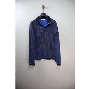 Stone Island Blue Flowing Camo 1/4 Zip Jumper