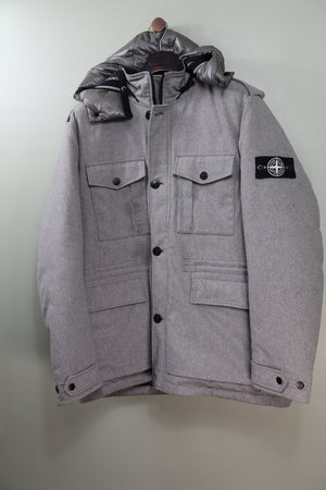 Stone Island Grey Ice Jacket Wool Blend