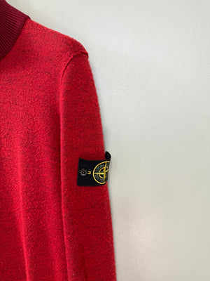 Stone Island Red 1/4 Zip Knit Jumper