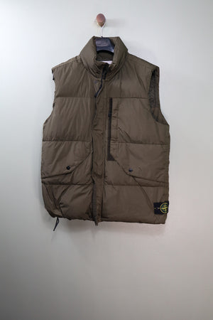 Stone Island Khaki Crinkle Reps Down Gilet