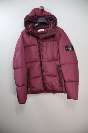 Stone Island Burgundy Crinkle Reps Down Jacket