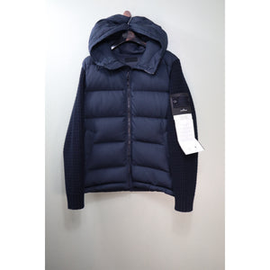 Stone Island Navy Ghost Twill Wool Knit Down Jacket