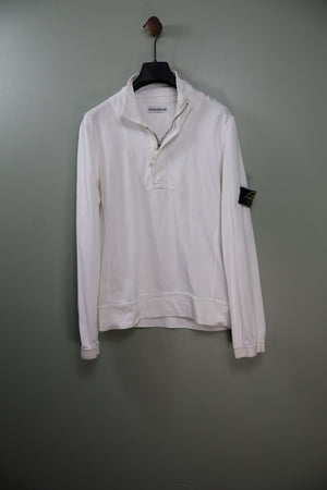 Stone Island White 1/4 Zip Jumper