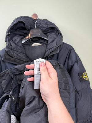 Stone Island Navy Crinkle Reps Down Parka Jacket