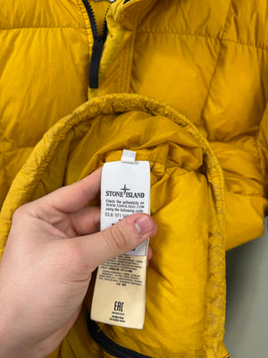 Stone Island Yellow Crinkle Reps Down 1/4 Zip Jacket
