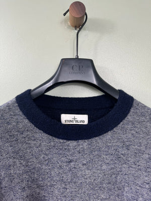 Stone Island Blue Two Tone Knit Jumper