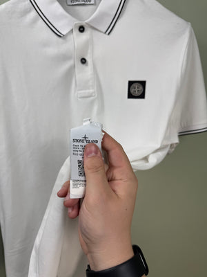 Stone Island White Slim Fit Polo