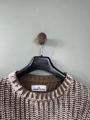 Stone Island Khaki Hand Corrosion Knit Jumper