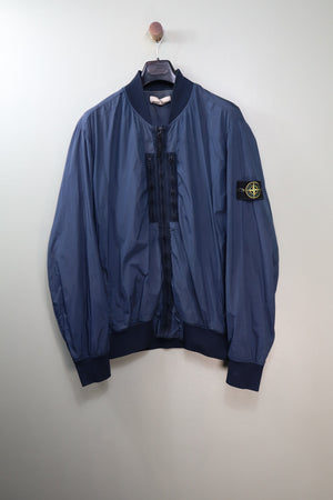 Stone Island Blue Crinkle Reps Bomber Jacket