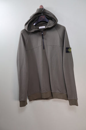 Stone Island Khaki 1/4 Zip Hoodie