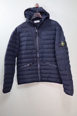 Stone Island Navy Loom Woven Down Chambers Stretch Nylon TC Jacket