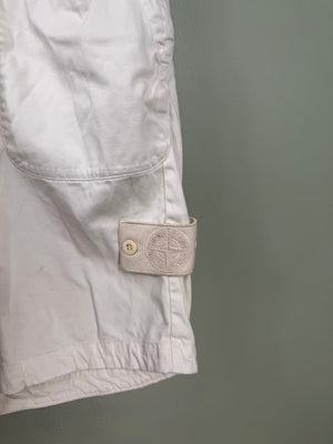 Stone Island White CO Cargo Shorts