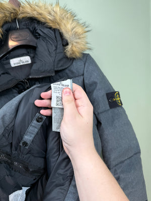 Stone Island Grey Lino Resinato Down Jacket
