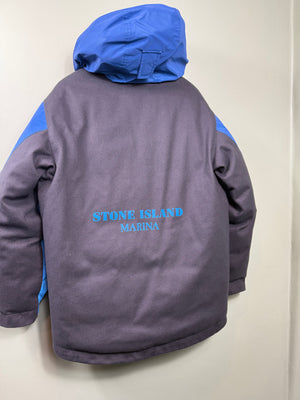 Stone Island Blue Panno Resinato Reflective Marina Down Jacket