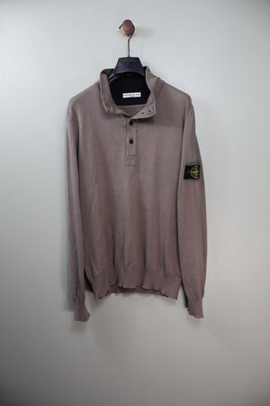 Stone Island Khaki 1/4 Button Jumper