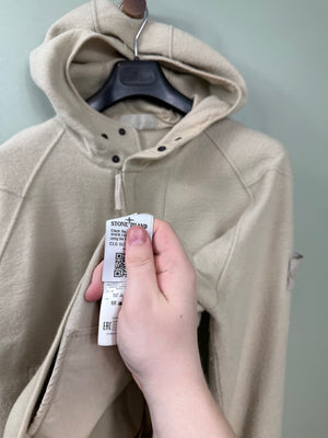 Stone Island Beige Ghost Zipped Wool Hoodie