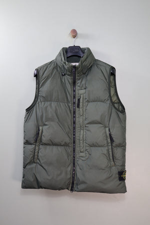Stone Island Green Crinkle Reps Gilet