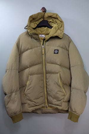 Stone Island Gold Nylon Metal Watro Ripstop Down Jacket