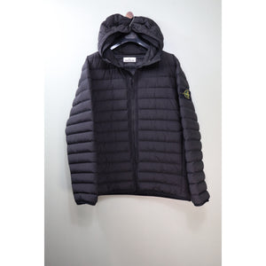 Stone Island Black 0-Cotton/R-Nylon Tela Down Jacket