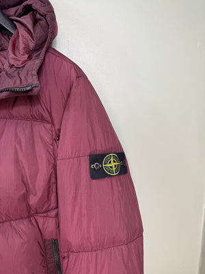 Stone Island Burgundy Crinkle Reps Down Jacket
