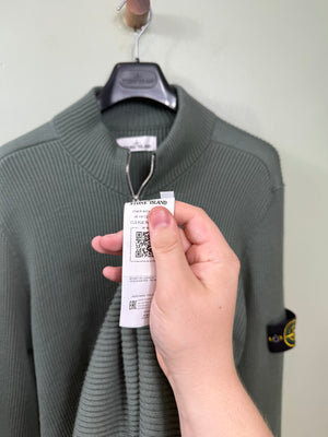 Stone Island Green Ribbed Cardigan
