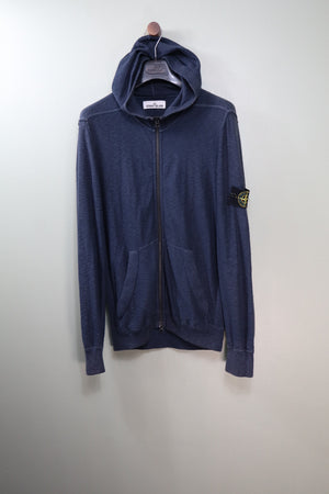 Stone Island Navy Zipped Knit Hoodie